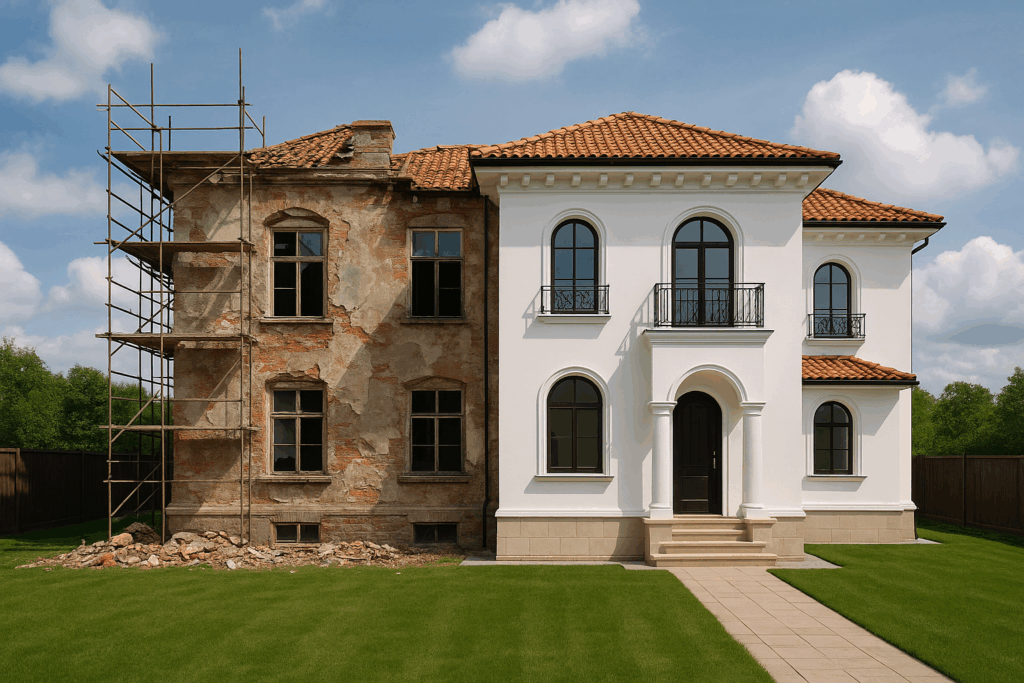 تجديد شامل لفيلا: ترميم داخلي وخارجي متكامل