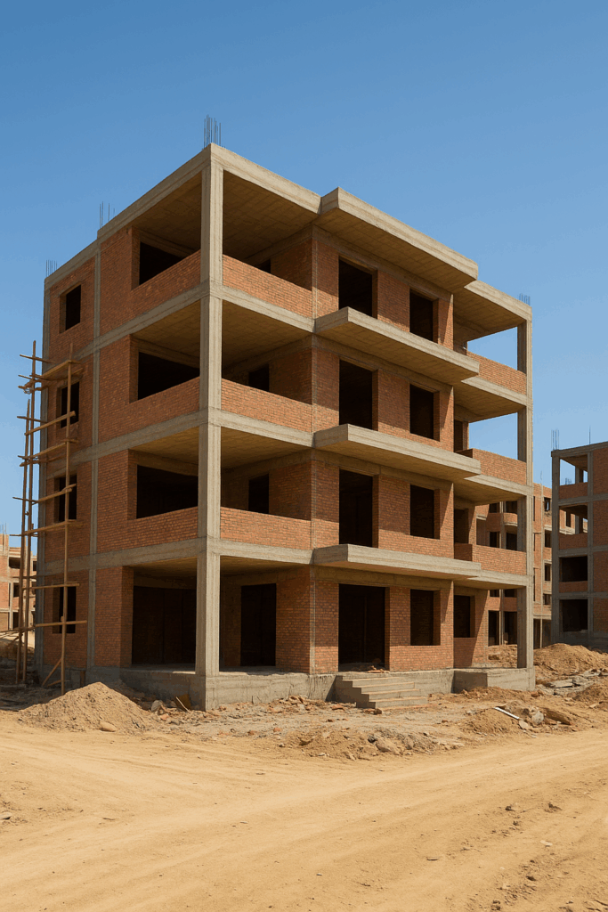 مشروع بناء جديد لعمارة سكنية مكونة من 4 أدوار