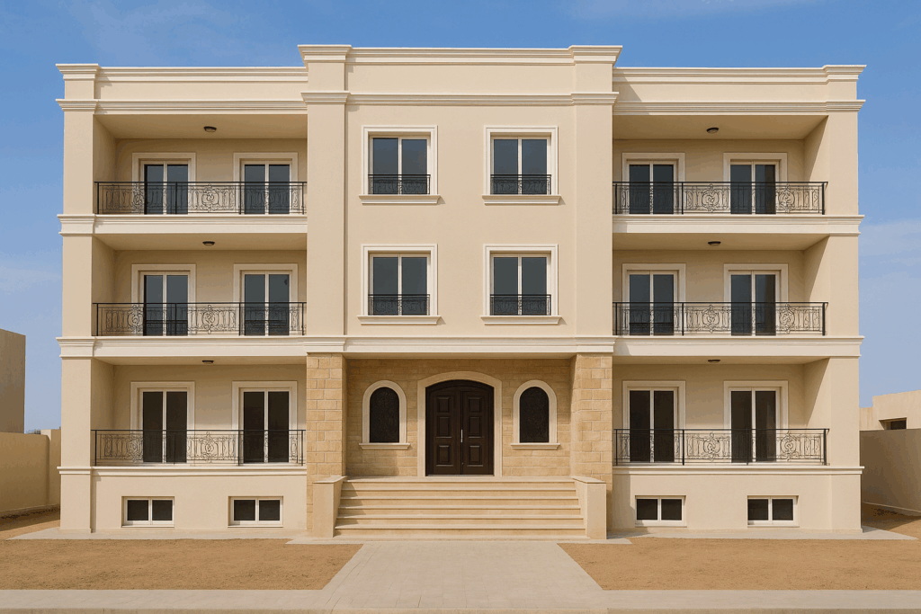 تشطيب شامل لعمارة سكنية مكونة من ثلاثة أدوار بمساحة ٤٠٠ م لكل دور