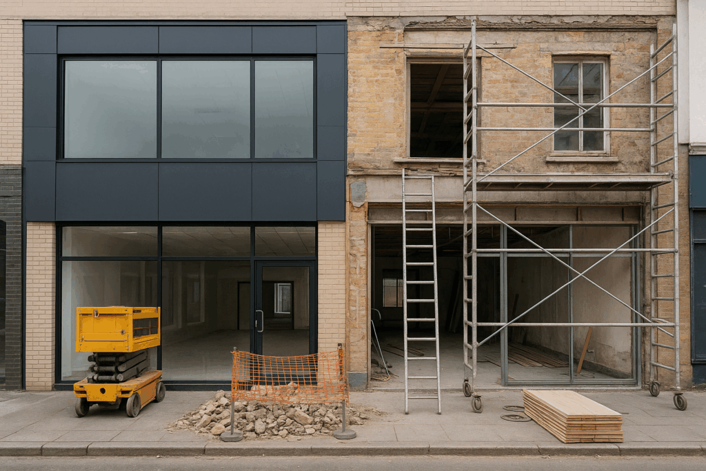 تجديد شامل لمبنى تجاري وإعادة تأهيله وتحسينه