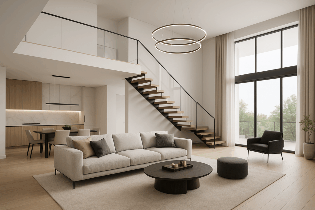 تصميم ديكور مودرن لدوبلكس واسع المساحات للحصول على لمسة أنيقة وعصرية