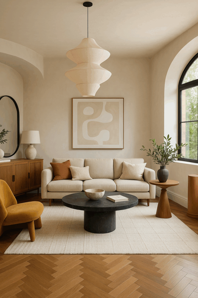 ديكور مبتكر لصالة معيشة جذابة وأنيقة