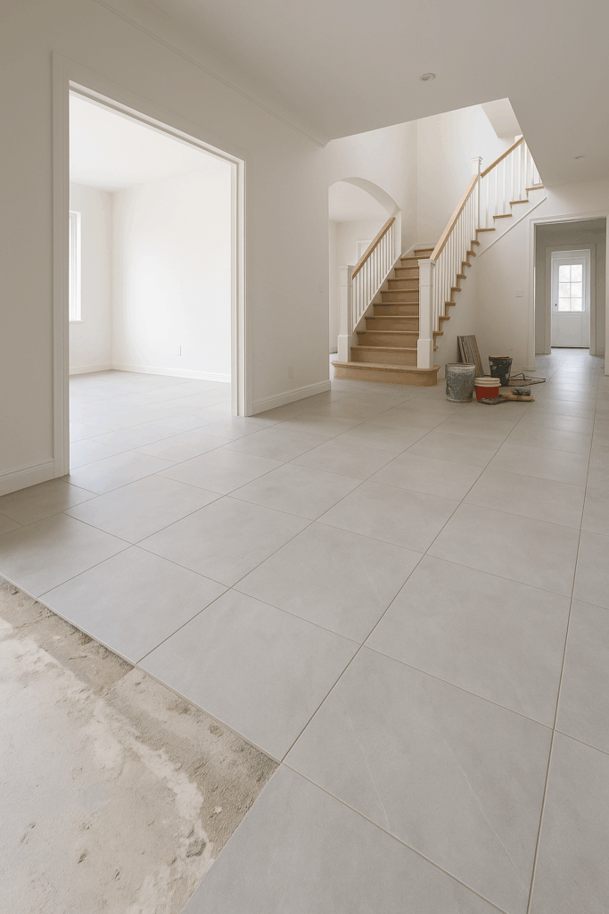 تجديد دور سكني بالكامل بتغيير السراميك لتحقيق مظهر عصري وجديد