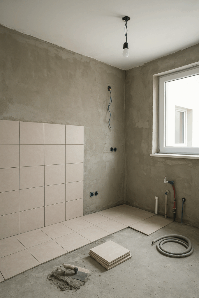 تشطيب شقة: أعمال لياسة، بلاط، بوية، جبس، سباكة، وكهرباء.