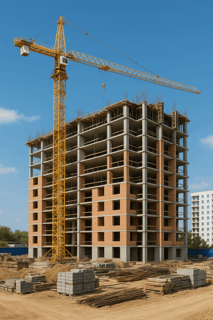 مشروع بناء جديد لمبنى سكني متعدد الطوابق