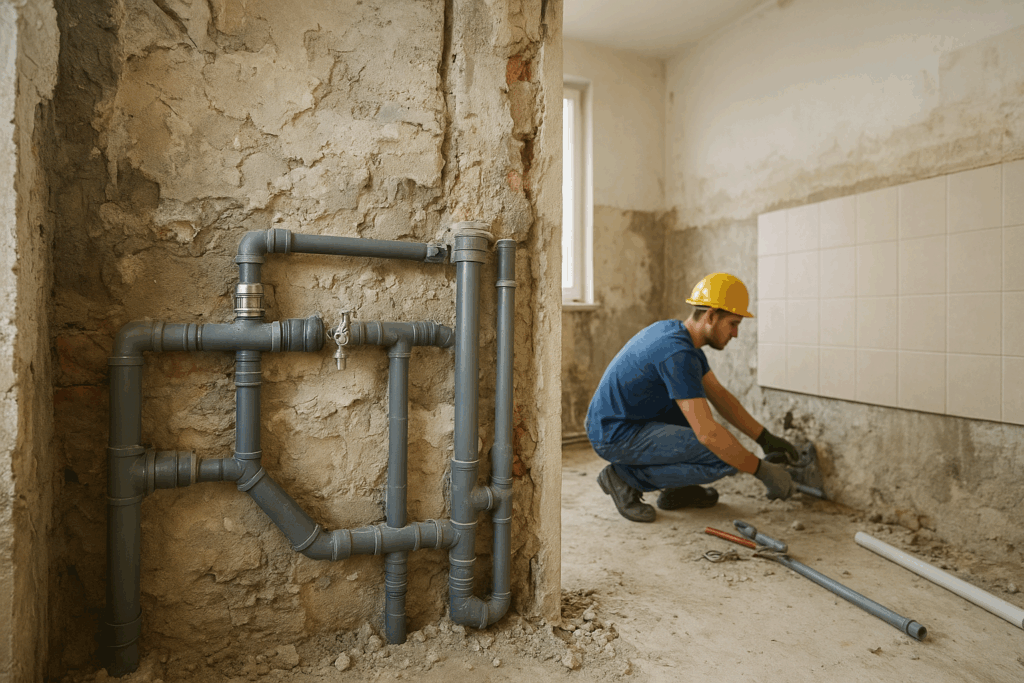 مشروع تشطيب شقة يشمل أعمال تصليح السباكة بالكامل