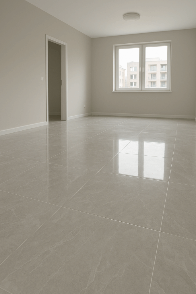 تركيب بورسلان حديث لأرضيات شقة في مشروع التشطيب الجديد