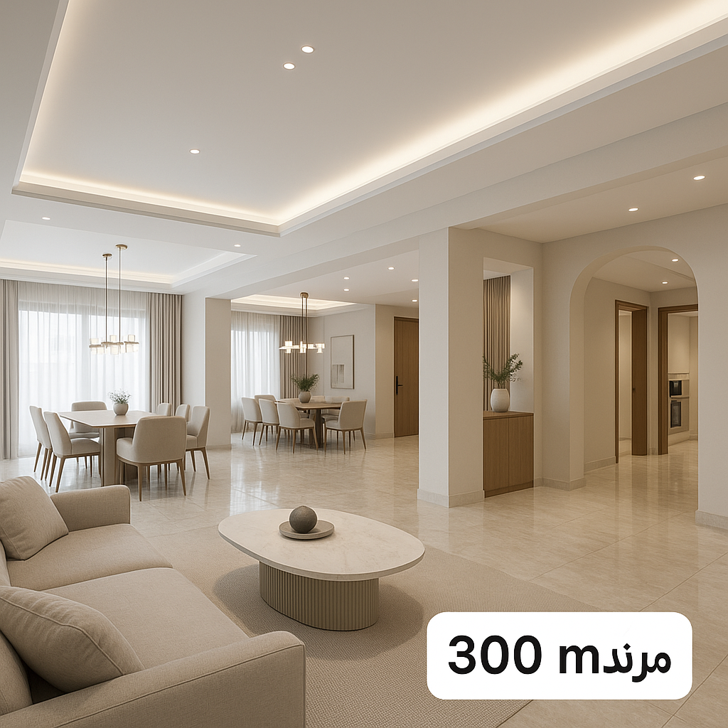 تشطيب دور متكامل بمساحة 300 متر مربع.