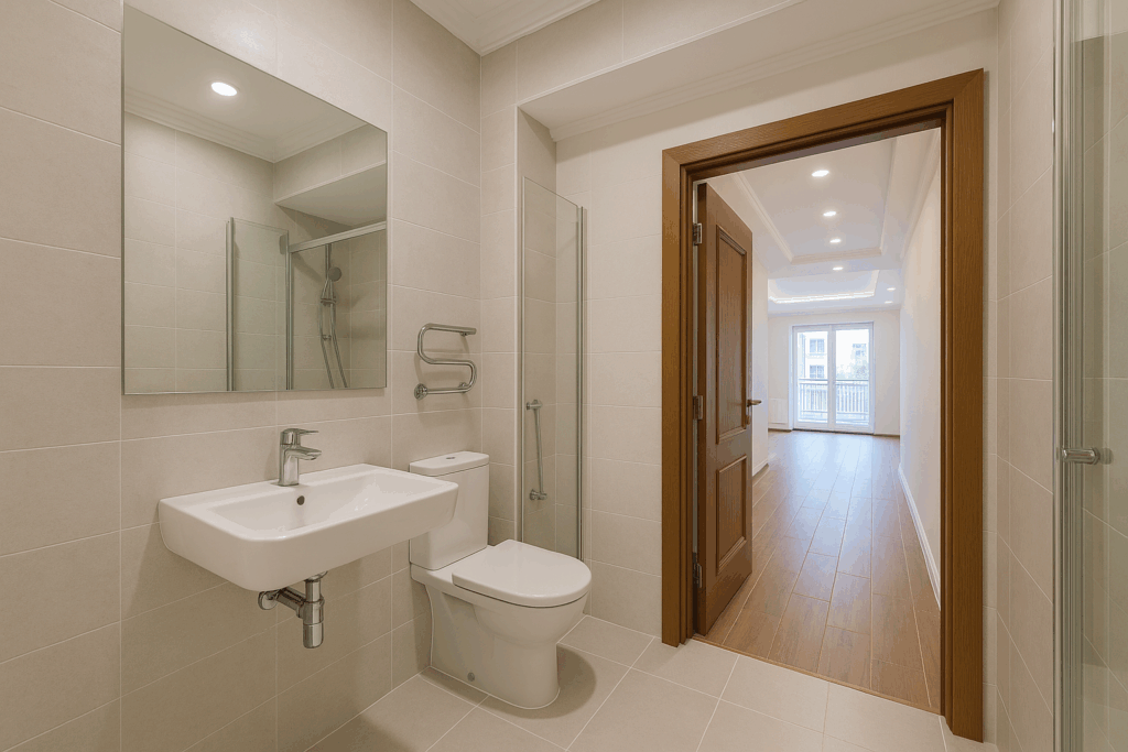 تشطيبات شقة: دهانات، بلاط، جبس بورد، أبواب، إضاءة، وصحي.