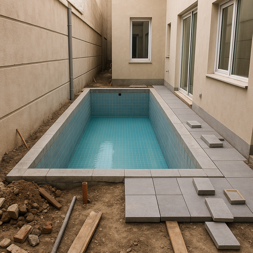 بناء وتجهيز ارتداد مع مسبح لمشروع التشطيب النهائي