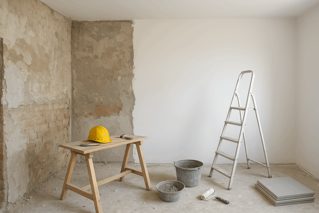 مشروع بناء ارتداد وتشطيب شقة لأعمال الترميم والصيانة