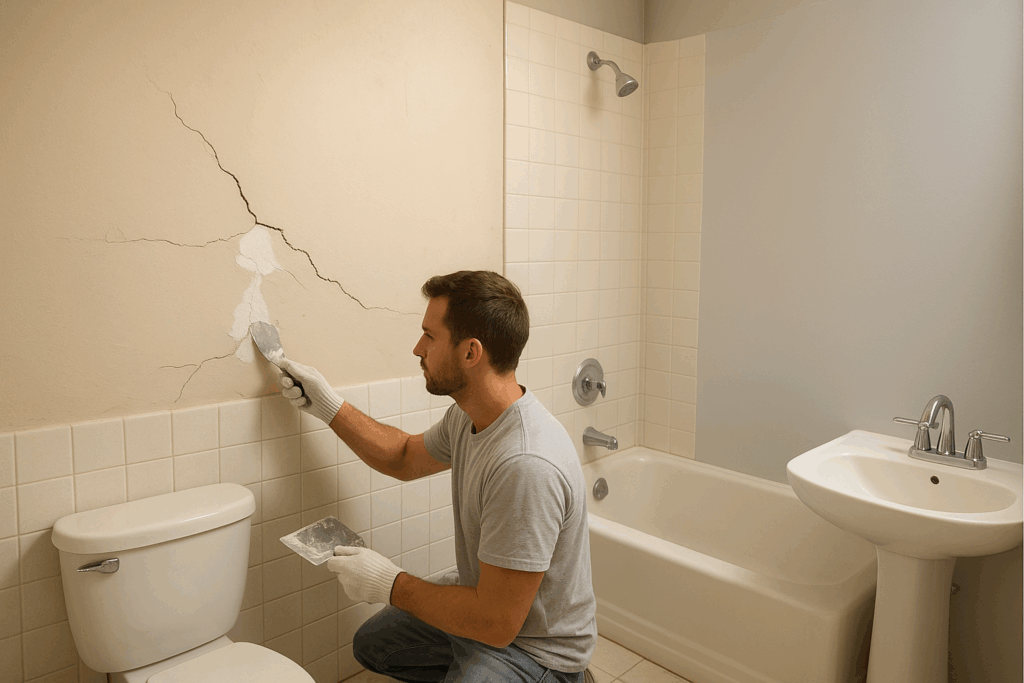 ترميم وتجديد: دهانات وتصليح شقوق وتجديد حمام واحد.