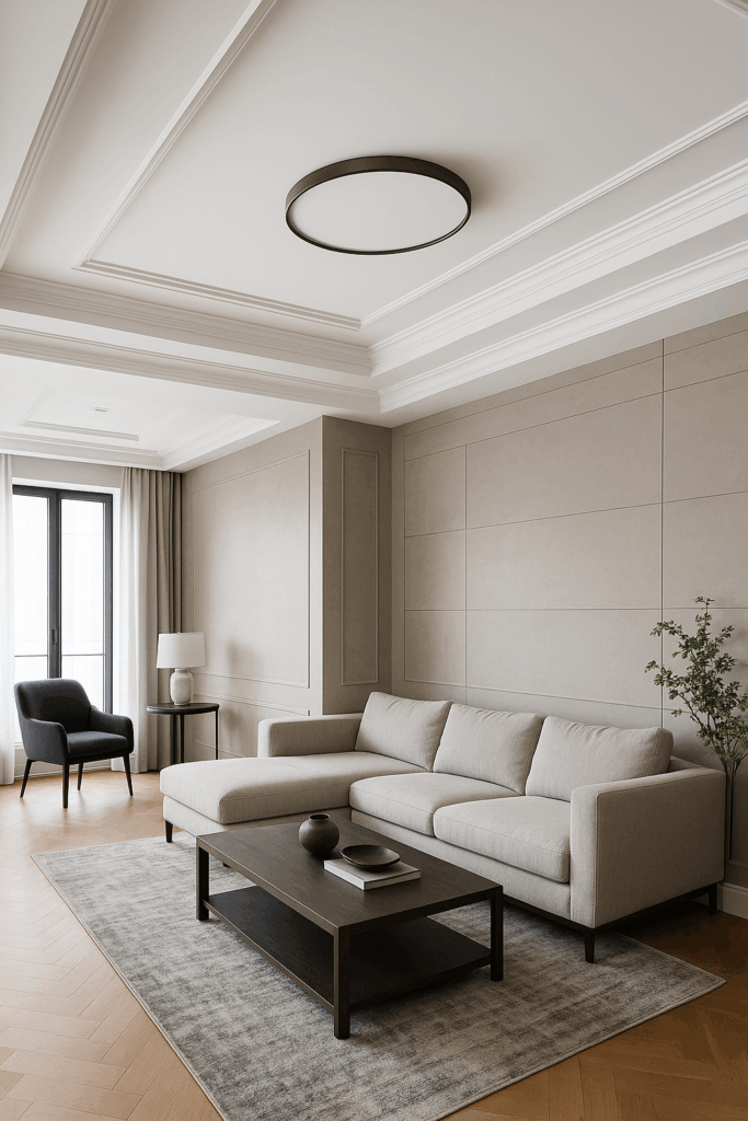 ديكور حديث للأسقف والجدران لشقة أنيقة