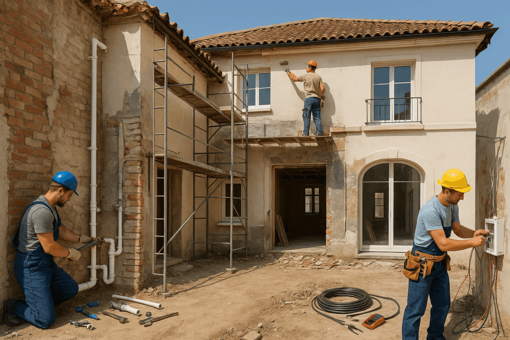 مشروع ترميم وتجديد فيلا متكامل يشمل السباكة والكهرباء