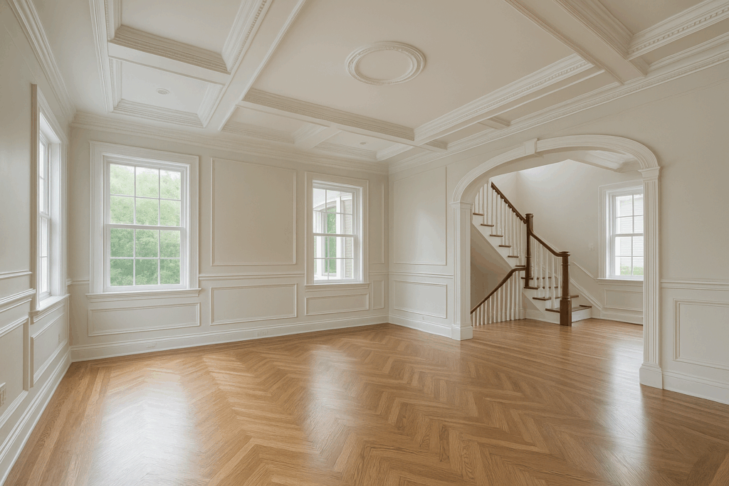 تجديد فيلا بأرضيات وديكورات سقف ودهان متكامل