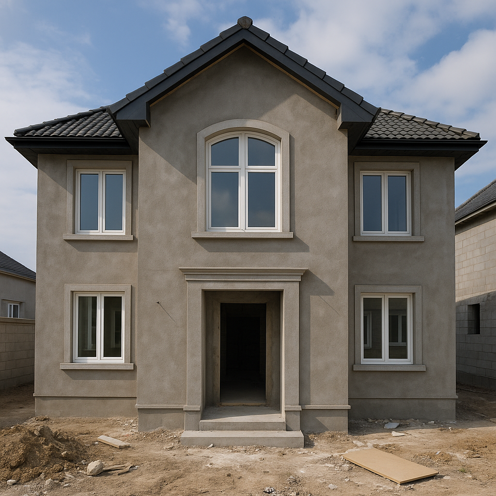 مشروع تشطيب جديد للديكورات واللياسة والشبابيك لمنزل مكتمل.