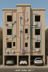 تشطيب كهرباء وسباكة لعمارة من 7 شقق مع مواقف سيارات في القطيف