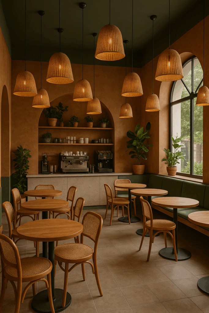 مشروع تصميم وتنفيذ ديكور متميز لمقهى جديد.