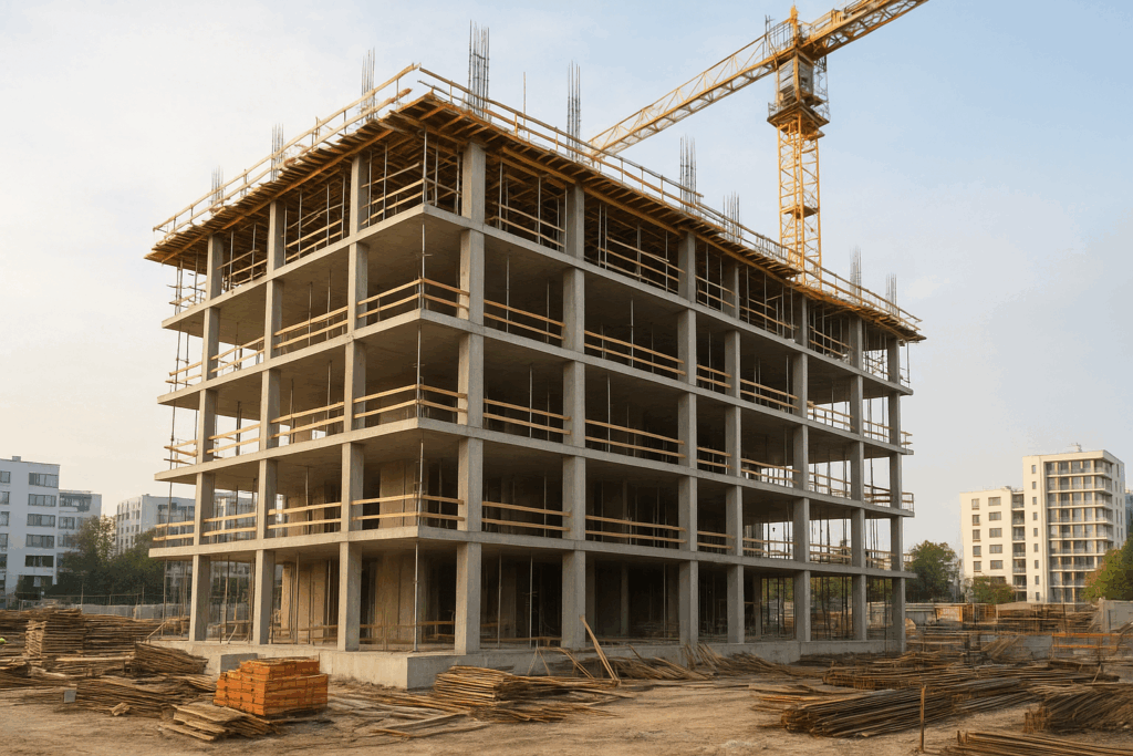 مشروع بناء وتشطيب كامل لمبنى متعدد الطوابق