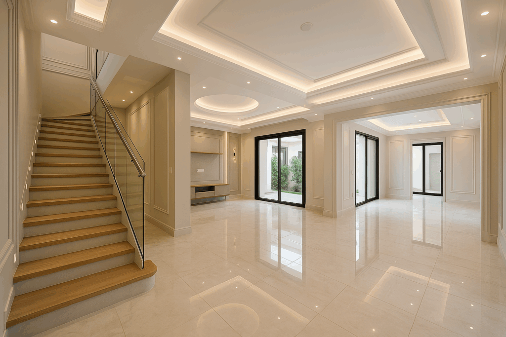 مشروع تشطيب فلّة جديدة بأحدث التصاميم والديكورات الداخلية الفاخرة.