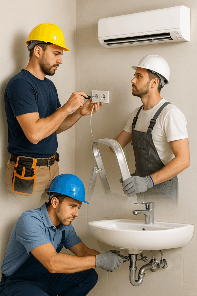 تشطيب شامل لشقة: كهرباء، سباكة وتكييف لضمان الراحة والكفاءة.