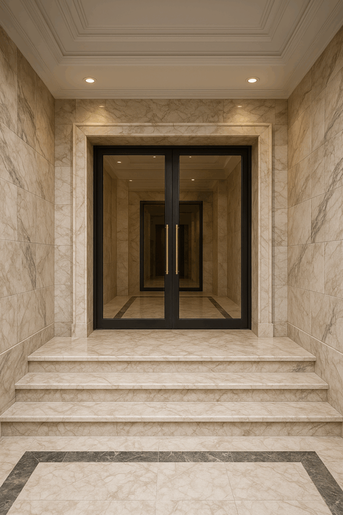 مشروع تشطيب مدخل عمارة رخام كاملة