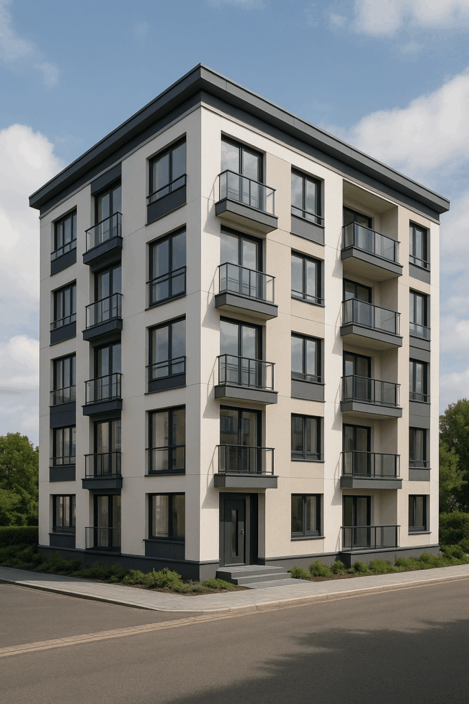 تشطيب مبنى سكني مكون من خمس طوابق بحلول حديثة وأنيقة ✨