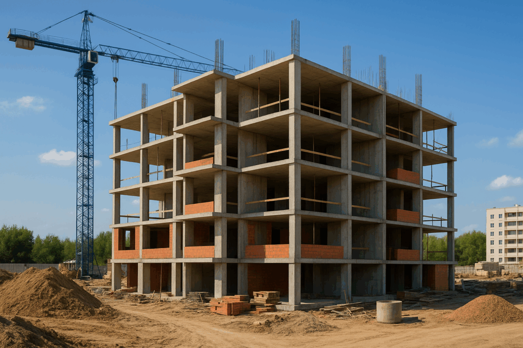 مشروع بناء جديد لمبنى سكني وفق المواصفات المطلوبة