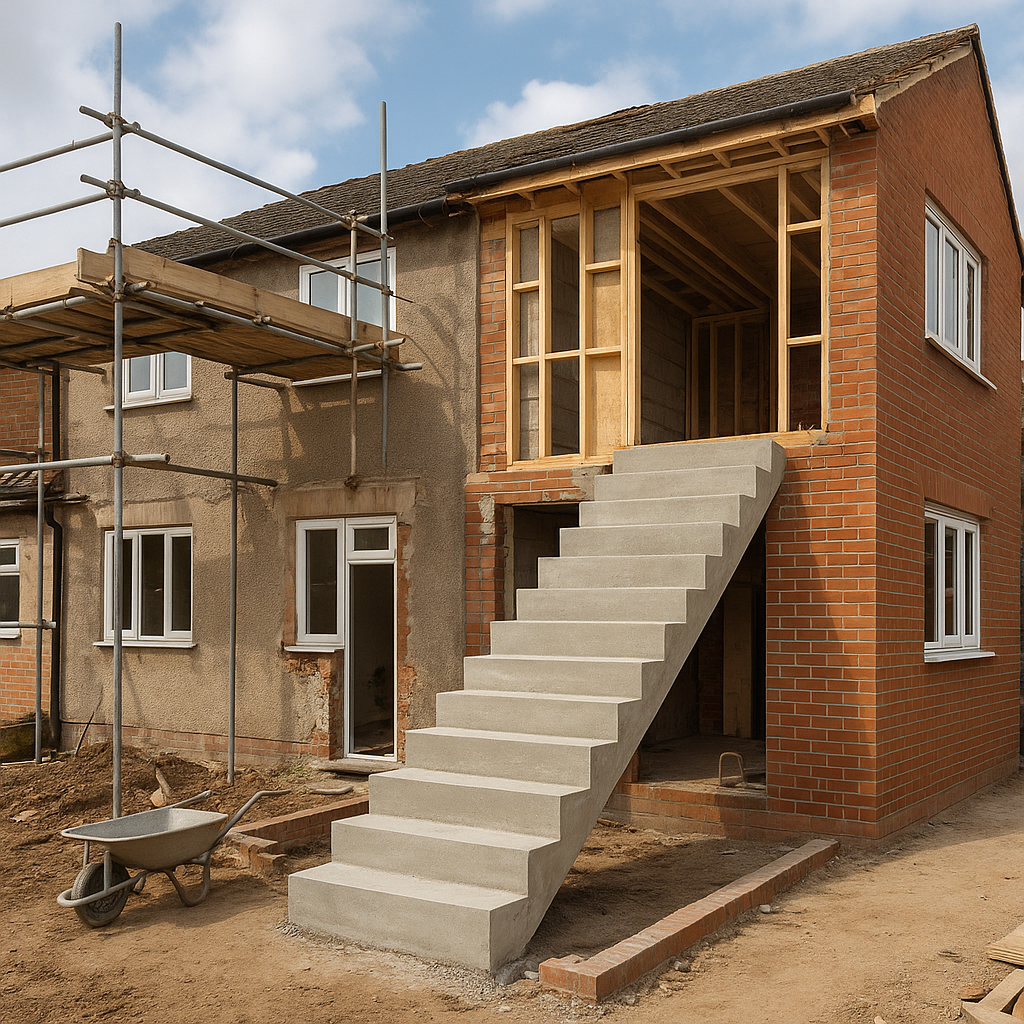 ترميم شامل مع بناء درج جديد لمنزل عائلي متعدد الطوابق