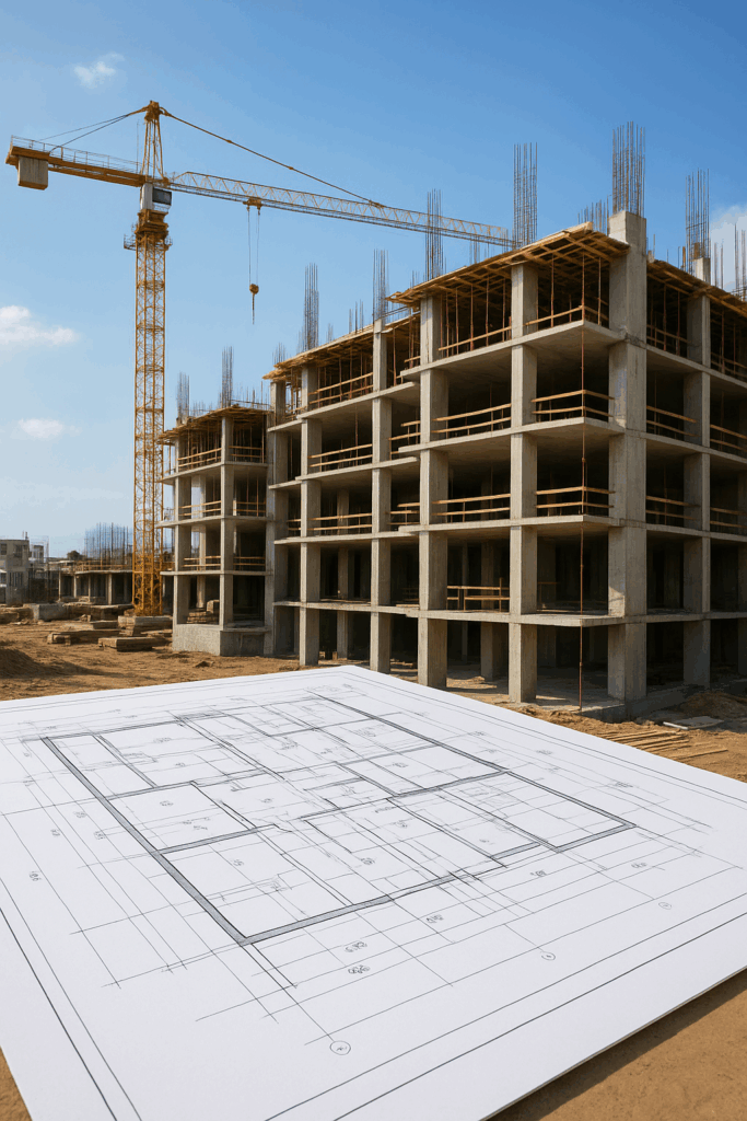 مشروع بناء جديد مع توفر التصميم الهندسي جاهز للتنفيذ