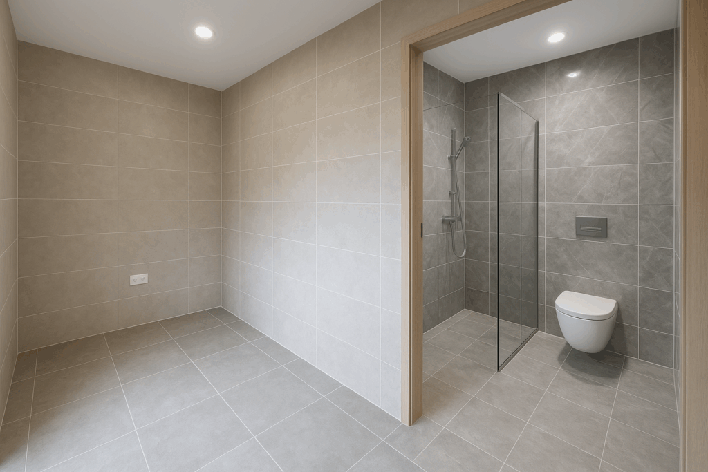 إعادة بناء غرفة وإضافة دورة مياه مع تركيب سيراميك عالي الجودة للأرضيات والجدران.