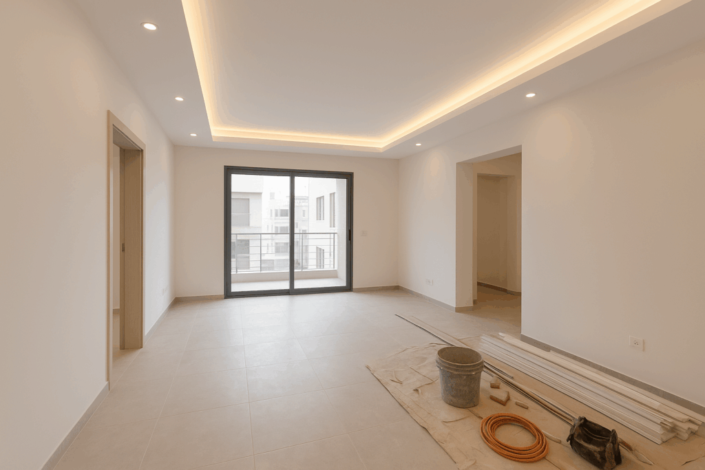 تشطيب داخلي لشقة سكنية بمواصفات دقيقة وأعمال مقاولات متكاملة