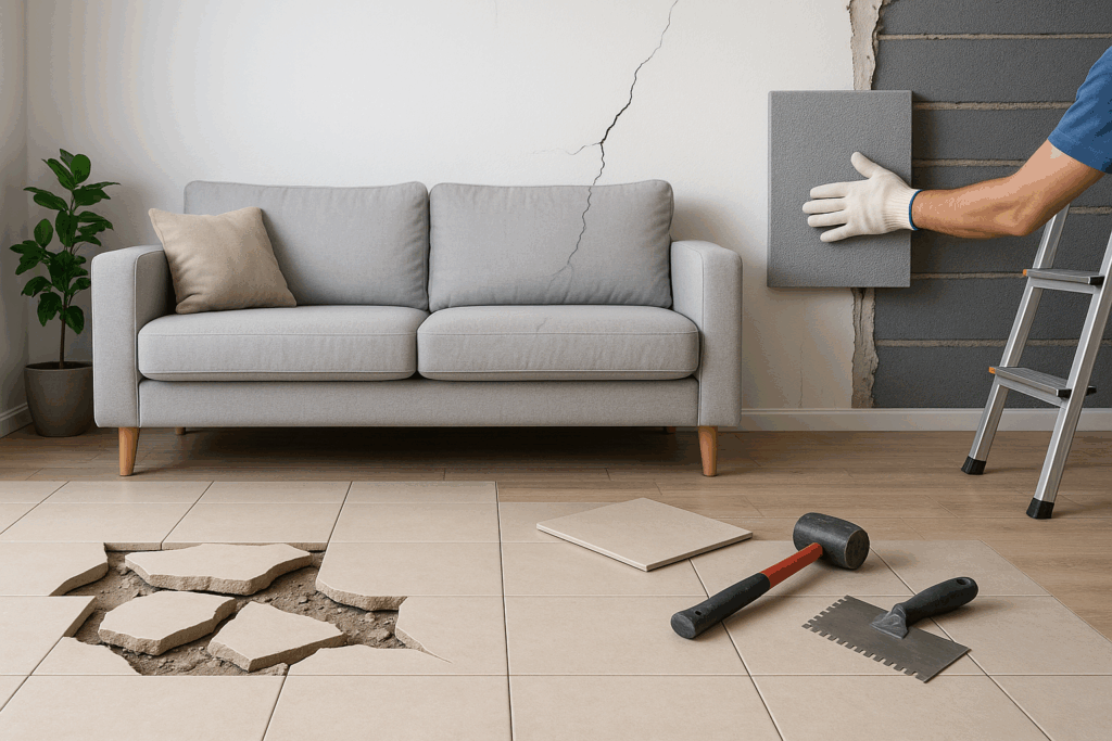 تجديد ديكور المنزل: معالجة هبوط البلاط وتشققات الجدران وعزل الصوت بشكل احترافي