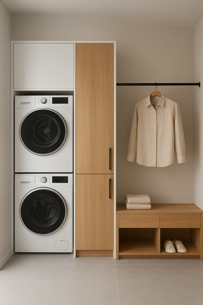 تصميم ديكور عصري لشاشة دولاب غرفة الغسيل وجزامة أنيقة