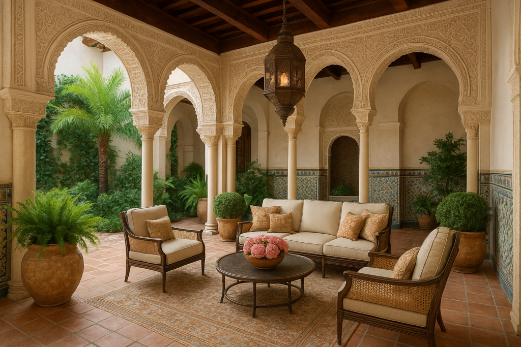 جلسة خارجية رائعة بطراز أندلسي لأعمال الديكور الفاخرة