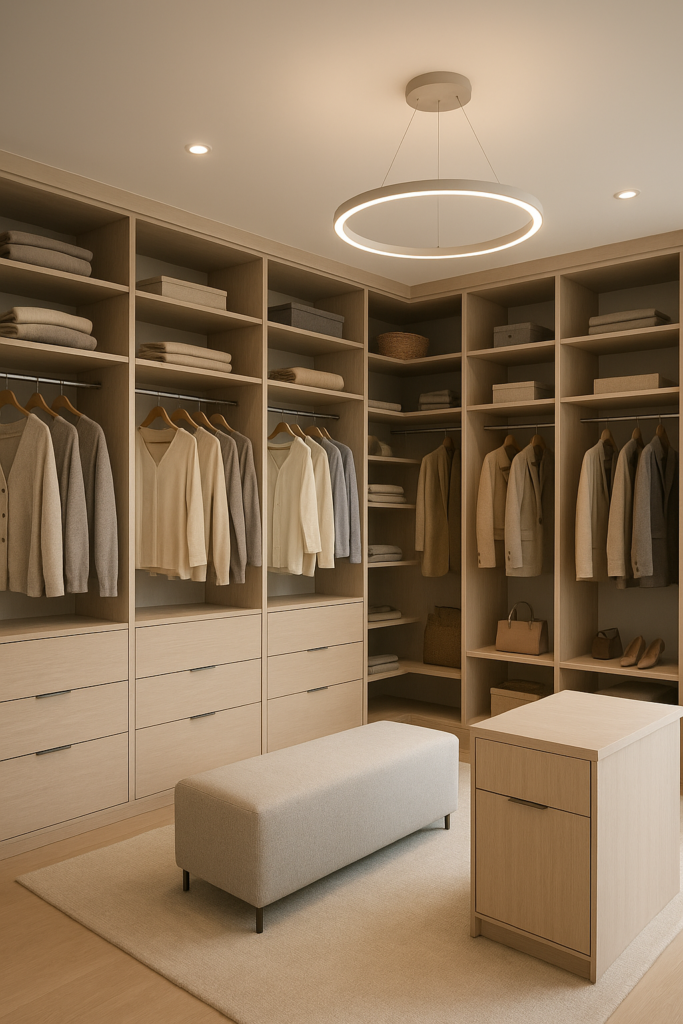 تصميم ديكور غرف ملابس عصري ومخصص لتلبية احتياجات الأسرة