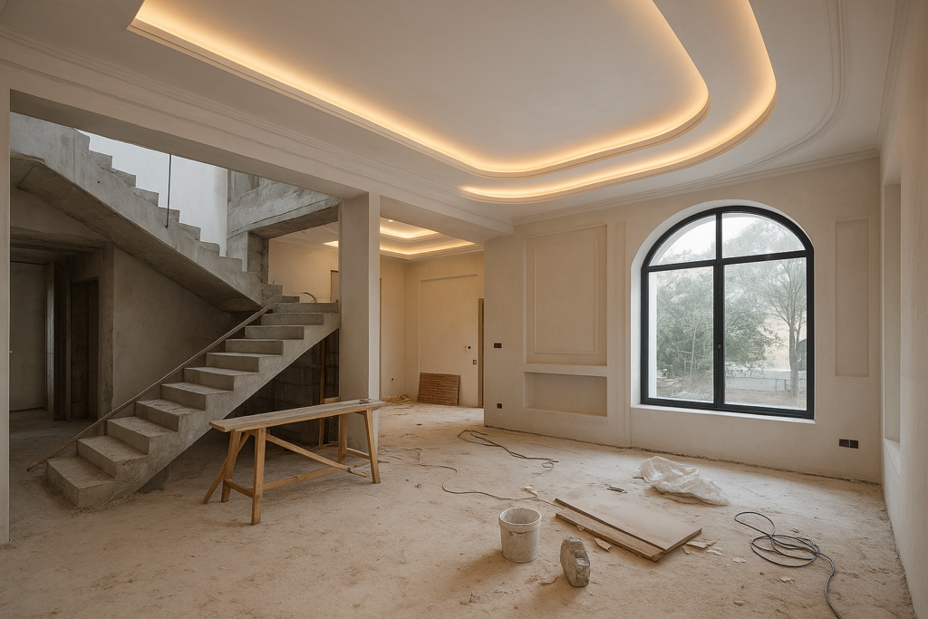 تصميم وتنفيذ ديكور فيلا تحت الإنشاء بأفضل المعايير والأفكار الإبداعية