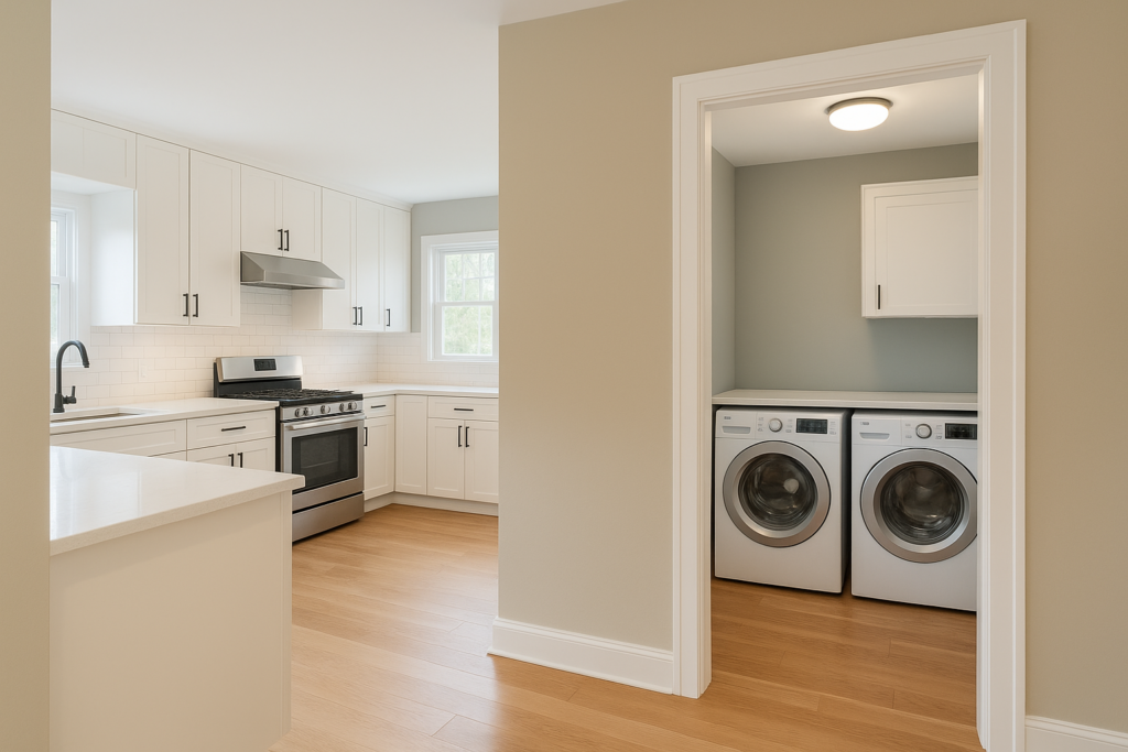 مشروع دمج وتجديد المطبخ وغرفة الغسيل وصبغ جدران الفيلا