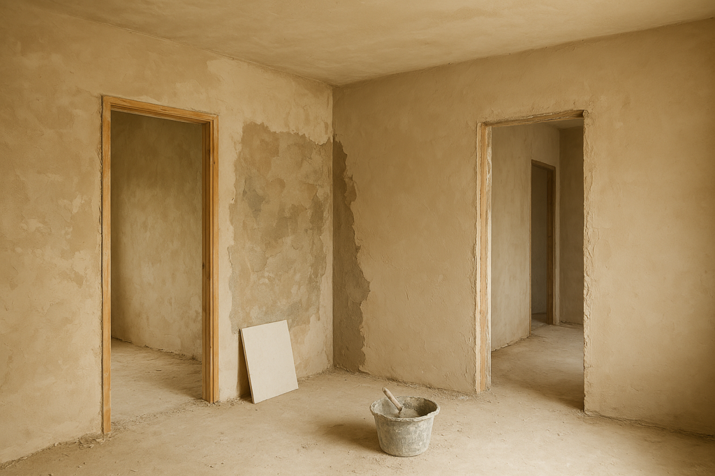 تعديل فتحات الأبواب وترميم الجدران لشقة سكنية بثلاثة جدران