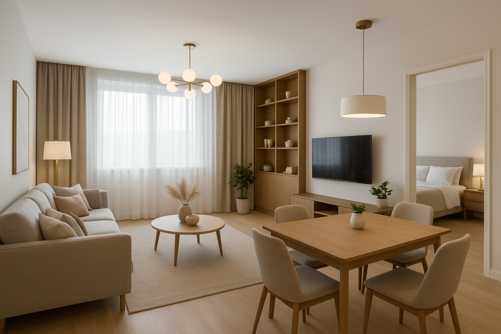 تصميم ديكورات داخلية لشقة مكونة من 4 غرف نوم وصالة