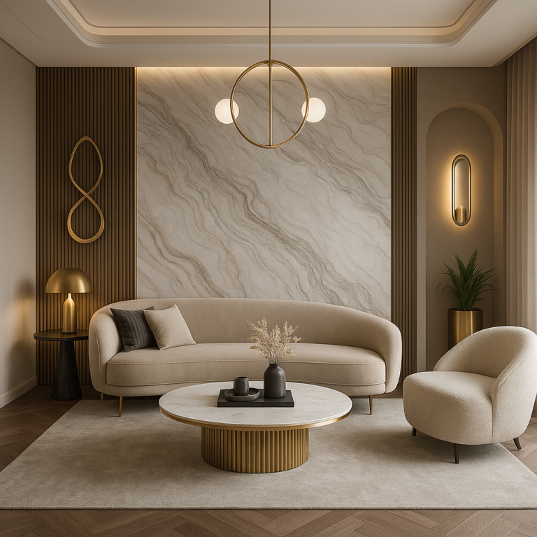 تصميم ديكور مبتكر لصالة مميزة بأناقة فائقة