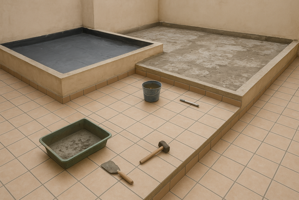 مشروع ترميم وصيانة شاملة لترويب سطحين وتبليط الحوش الكامل