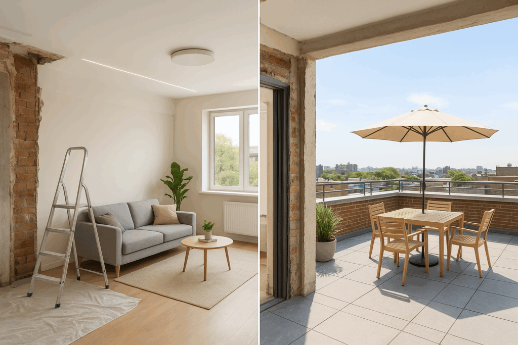 مشروع ترميم وتجديد لشقة وسطح مع تحسينات الديكور والبنية التحتية