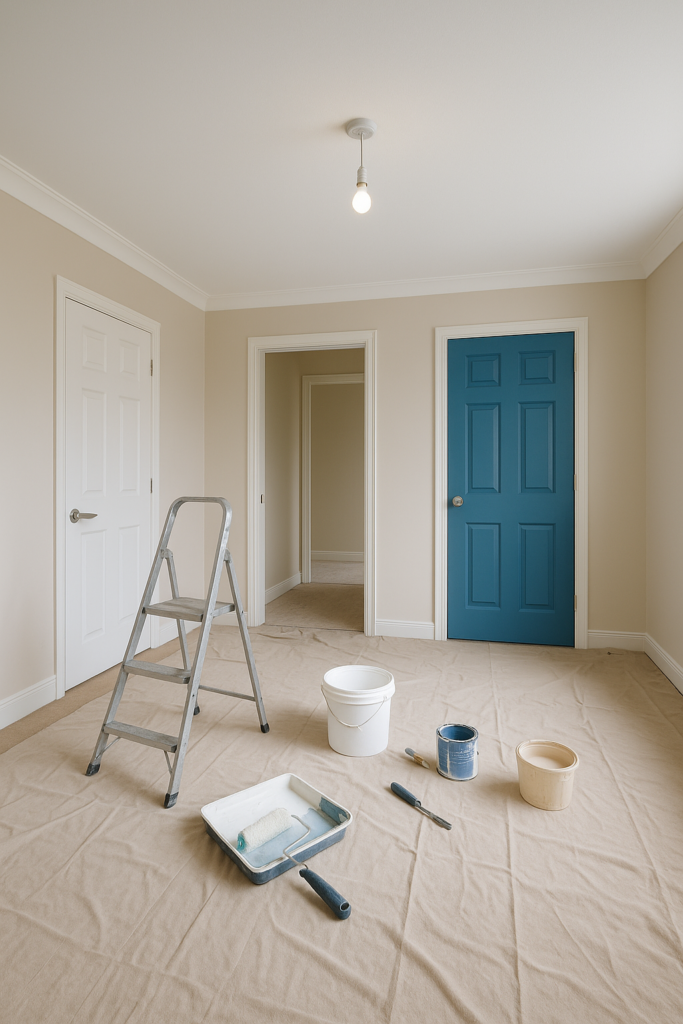 ترميم وتجديد شامل لدور أرضي: صيانة الأبواب وتجديد الصبغ والمزيد.