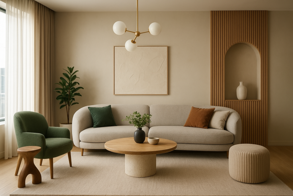 تصميم ديكور مبتكر لصالة أنيقة ومريحة