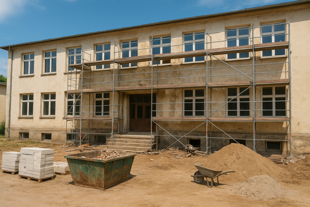 مشروع ترميم وتطوير لمدرسة مكونة من دورين لأعمال صيانة شاملة