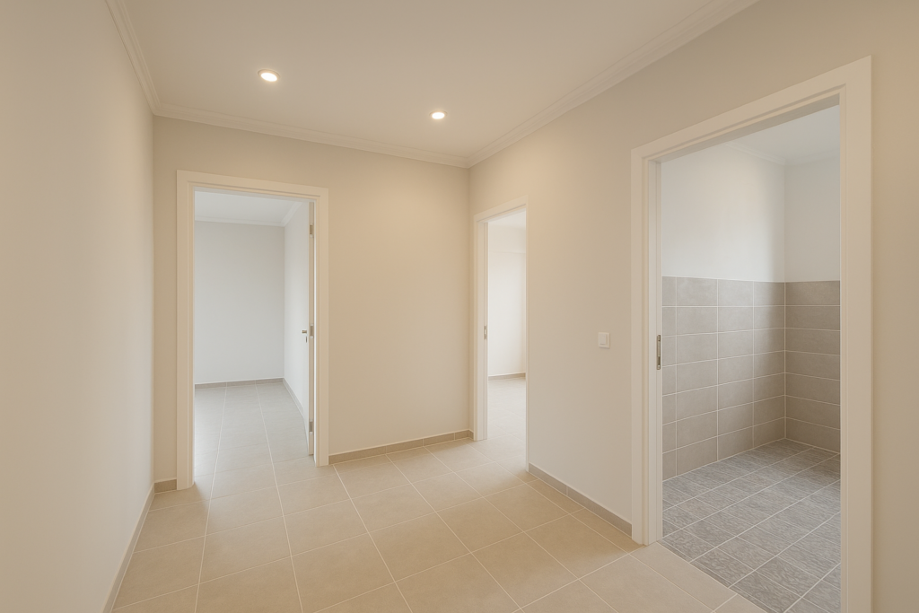 إتمام أعمال التشطيب لشقة: تلييس، دهان، وسراميك.