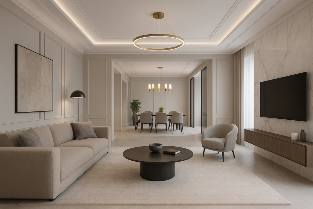 تجديد ديكور شامل لدور سكني فخم بأسلوب عصري وأنيق