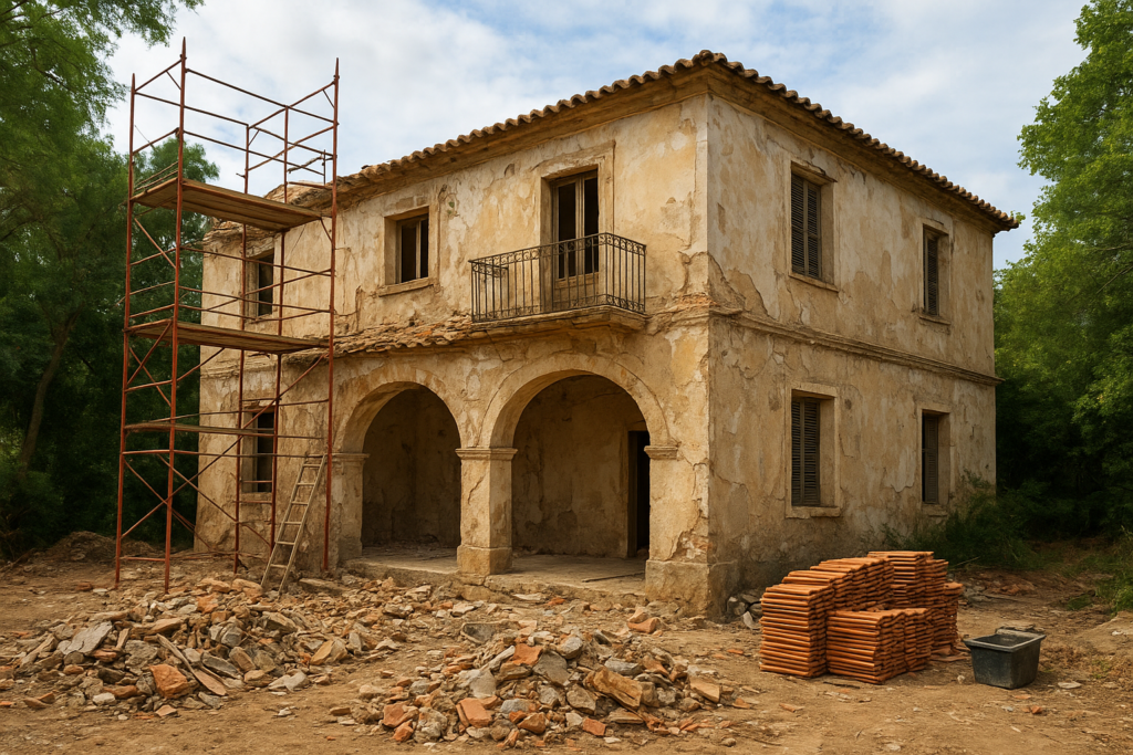 مشروع ترميم وتجديد لفيلا قائمة بحاجة لصيانة شاملة.