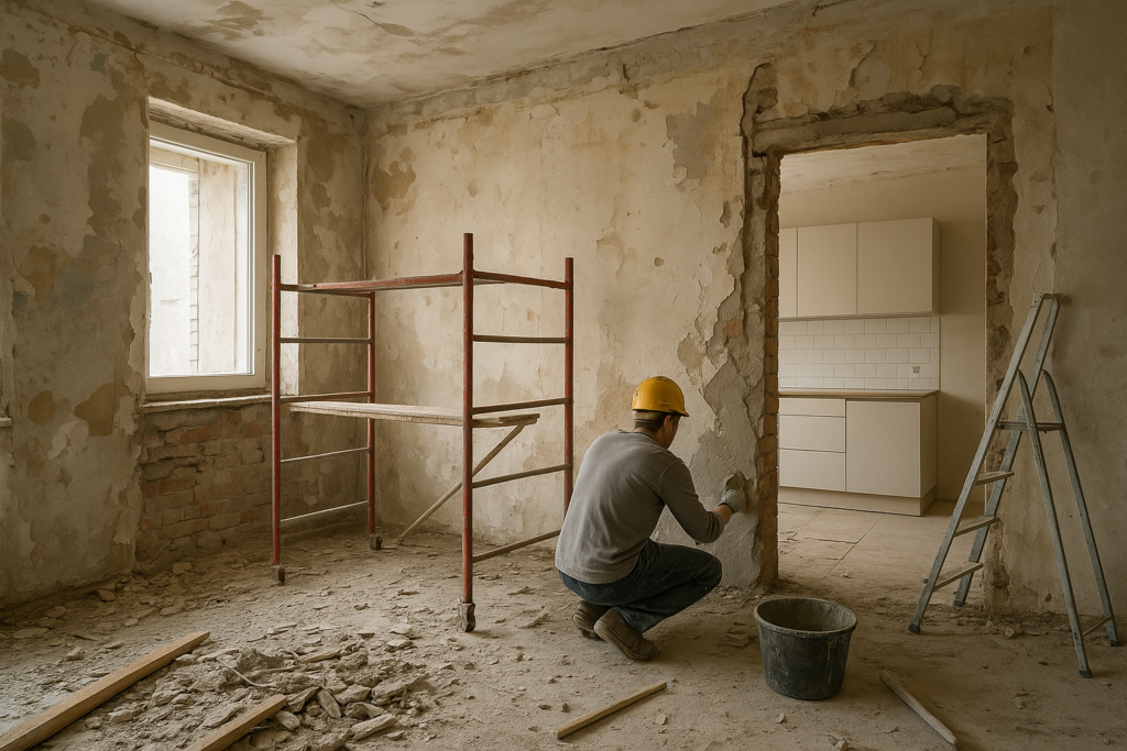 مشروع ترميم وتجديد شامل لشقة سكنية تحتاج إلى صيانة وتحسينات متعددة